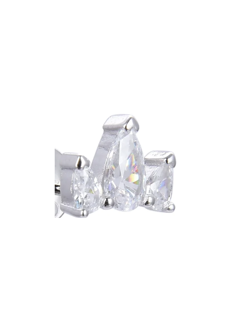 Puces d'Oreilles pendantes femme Trois Poires serties sur Griffes argent