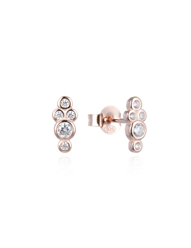 Puces d'Oreilles femme forme lys brillants sertis Clos or rose