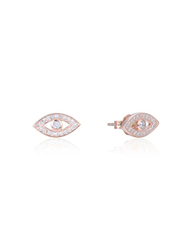 Puces d'Oreilles forme OEIL serties de diamants or rose