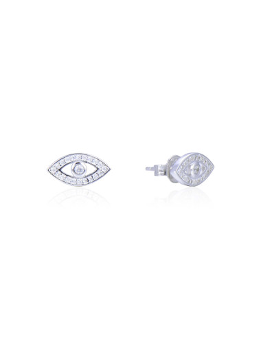 Puces d'Oreilles forme OEIL serties de diamants  argent massif