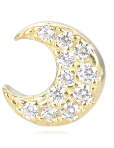 Puces d'Oreilles femme forme Lune or jaune