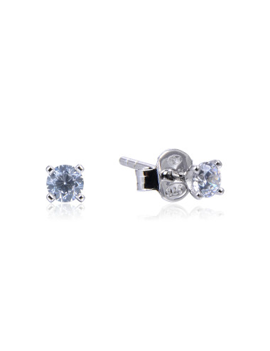 Puces d'oreilles femme Un Brillant taille S argent massif