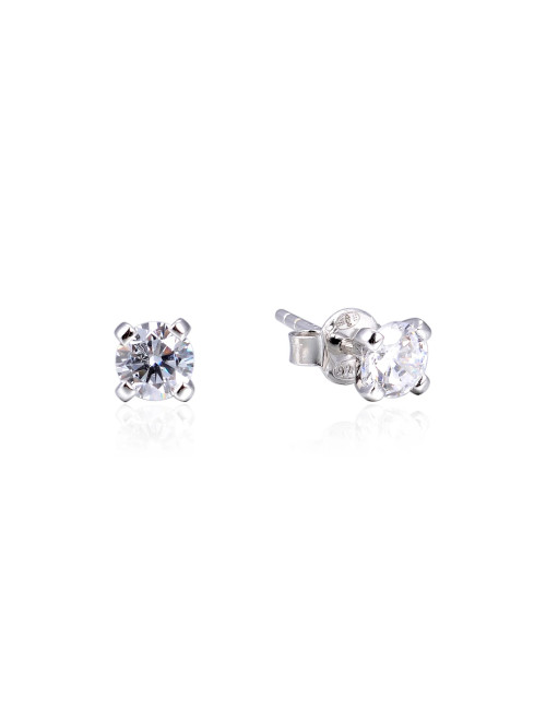 Puces Un Diamants M - 4  griffes - en Or Fin et Argent 925