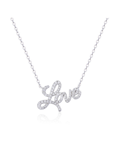 Collier Court LOVE , Message pour Offrir- Argent 925, Or Fin