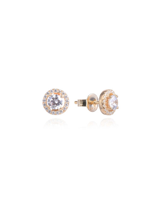 Puces d'Oreilles femme Forme Un Diamant Rond serties de Brillants