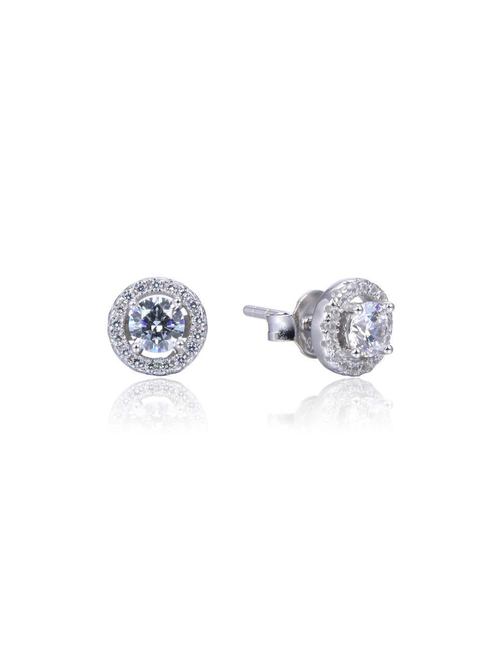 Puces d'Oreilles femme Forme Un Diamant Rond serties de Brillants