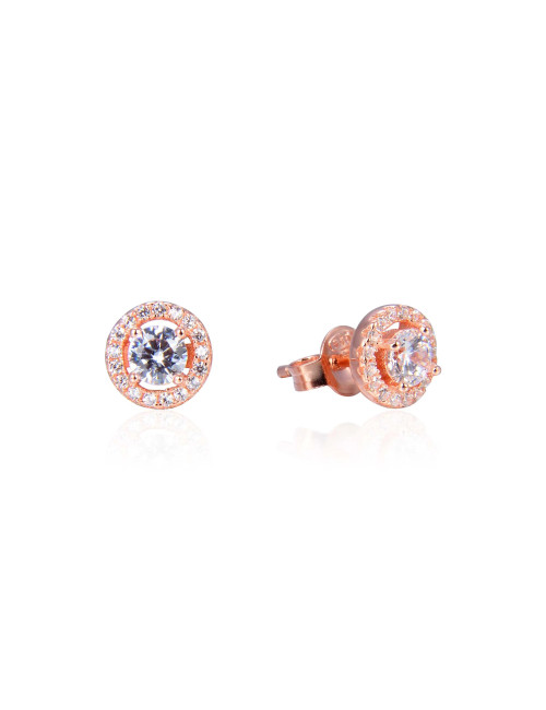 Puces d'Oreilles femme Forme Un Diamant Rond serties de Brillants