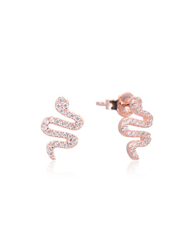 Puces d'Oreilles SERPENT serties de Brillants or rose