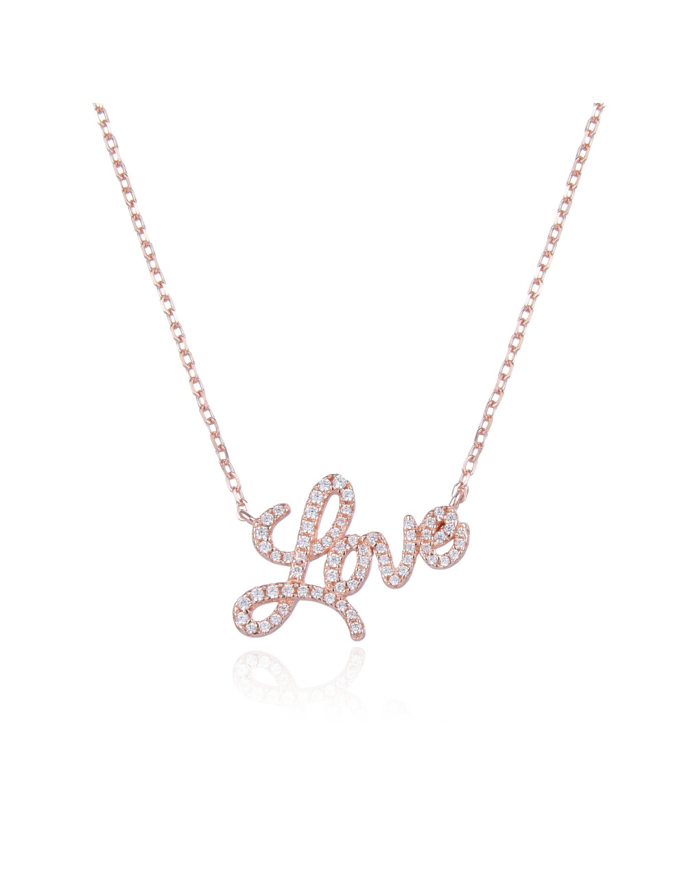 Collier Court LOVE , Message pour Offrir- Argent 925, Or Fin