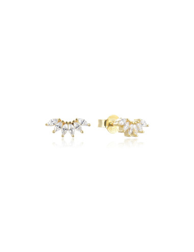 Puces d'oreille en forme d'Arc  6 Marquises Brillants or jaune