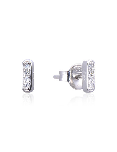 Puces d'Oreilles Barrette de Brillants argent massif