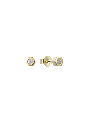 Puces d'Oreilles VISSE Diamant or fin jaune avec brillant