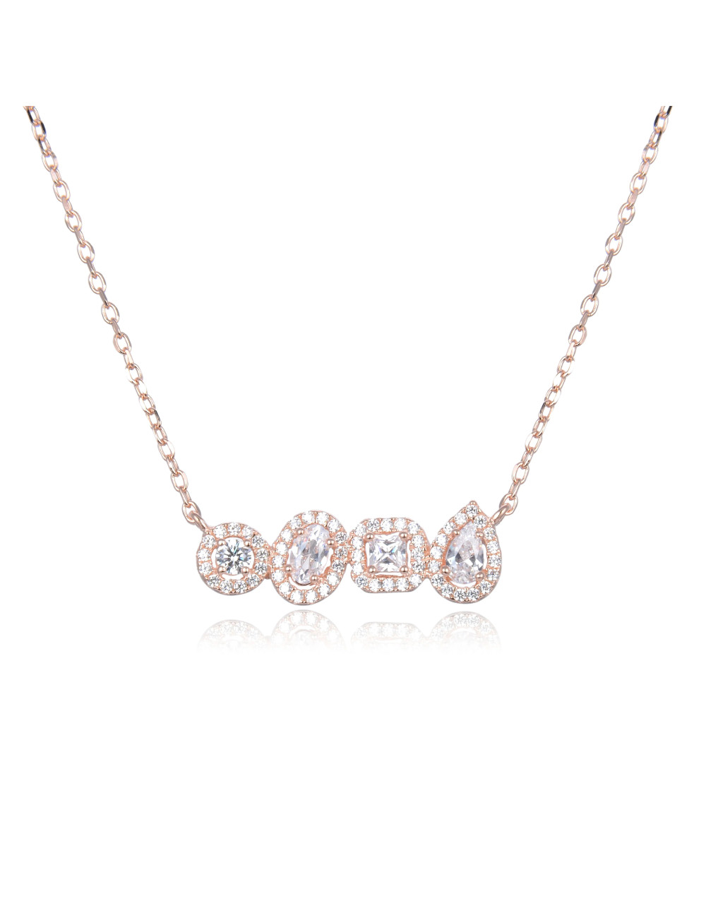 Collier Court Multi-Formes  Brillants Rond, Oval, Princesse et Poire