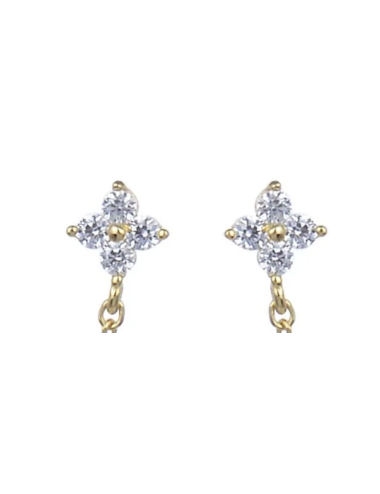 Clips d'oreille femme sur Chaînes diamants fleur