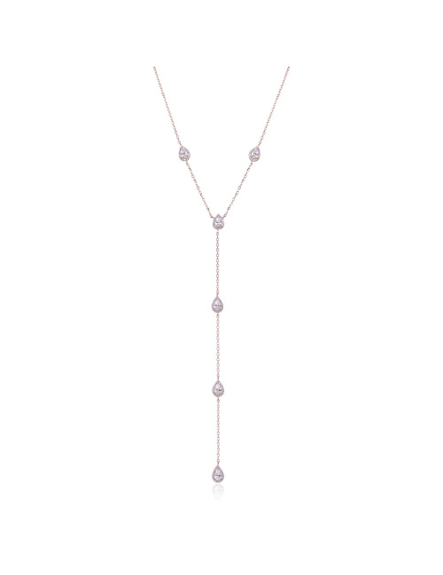 Collier sautoir pendants multi poires serti de diamants