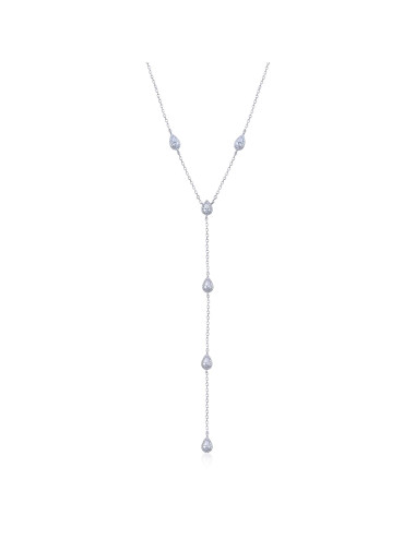 Collier sautoir pendants multi poires serti de diamants