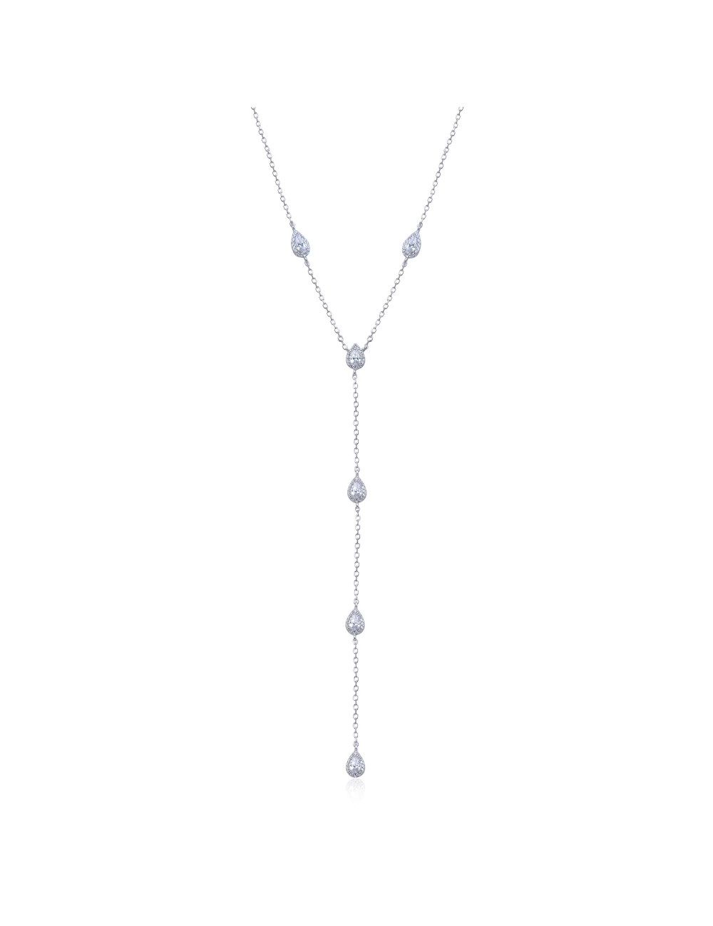 Collier sautoir pendants multi poires serti de diamants