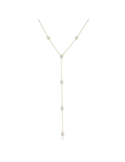 Collier sautoir pendants multi poires serti de diamants