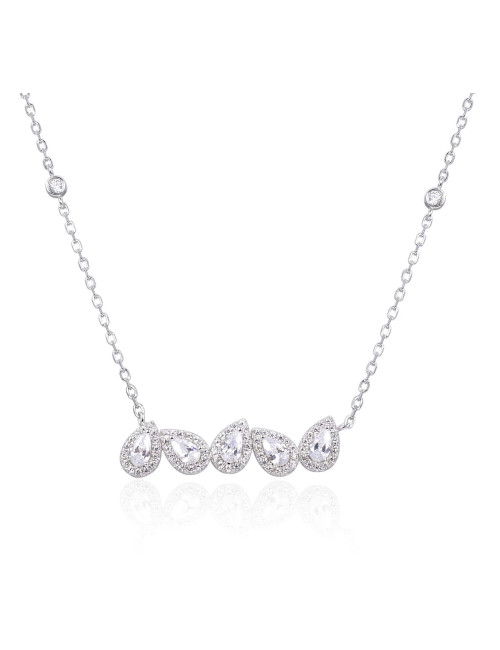 Collier Court Multi-Poires Halo serti de Brillants - Or fin, Arg925