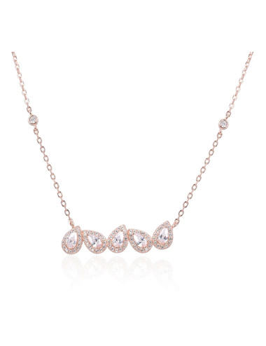 Collier Court Multi-Poires Halo serti de Brillants - Or fin, Arg925