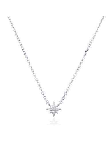 Collier Flocon serti de Brillants Ronds - Argent 925, Or fin