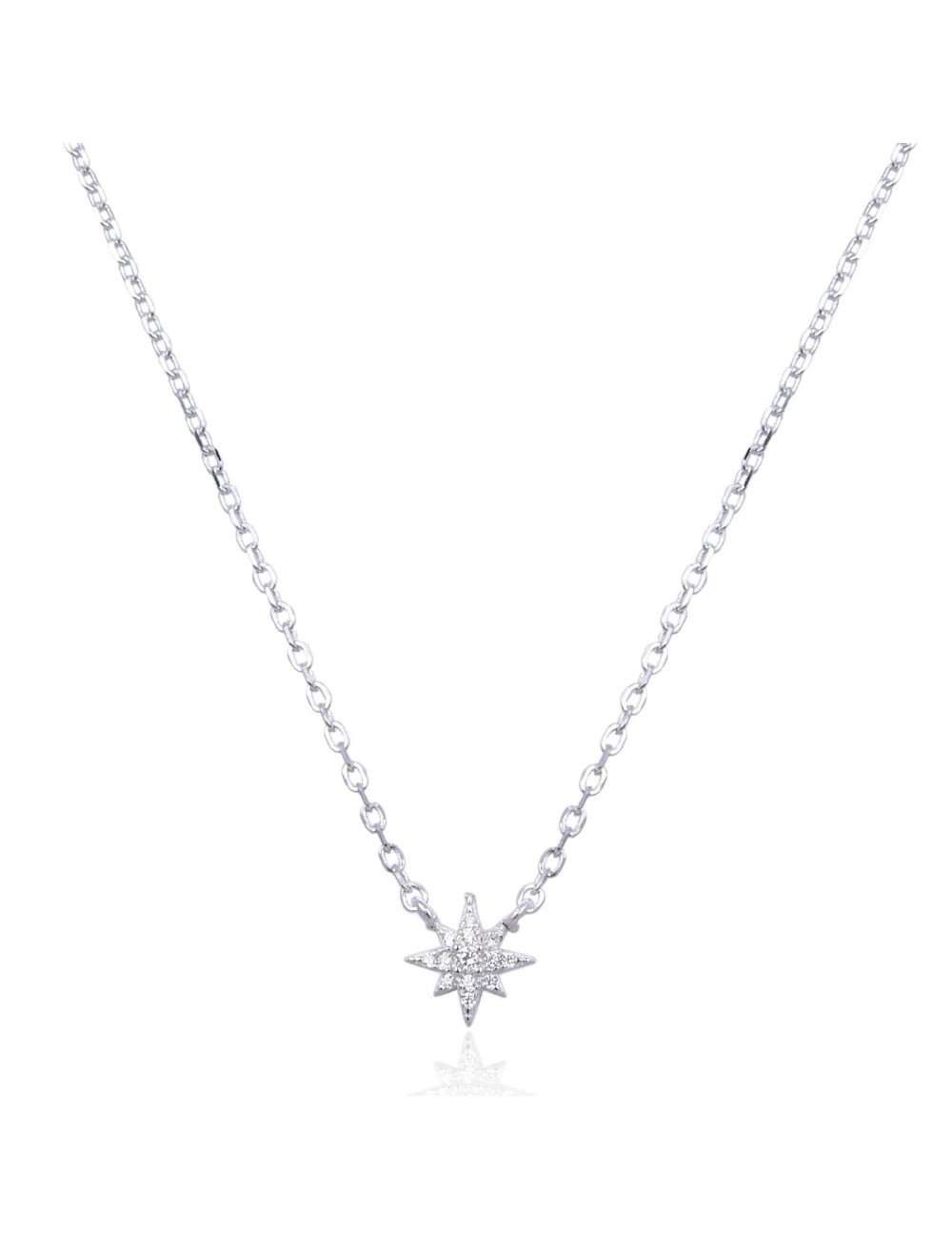 Collier Flocon serti de Brillants Ronds - Argent 925, Or fin