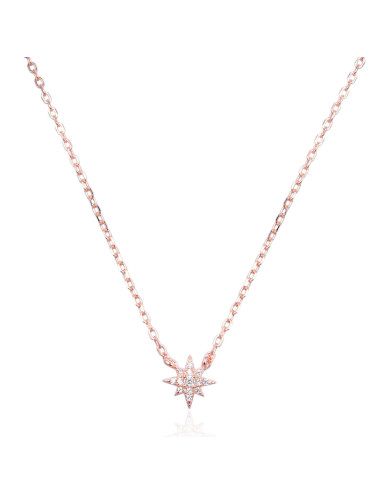 Collier Flocon serti de Brillants Ronds - Argent 925, Or fin