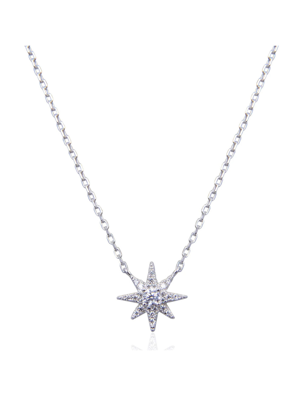 Collier Flocon serti de Brillants Ronds - Argent 925, Or fin