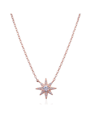 Collier Flocon serti de Brillants Ronds - Argent 925, Or fin