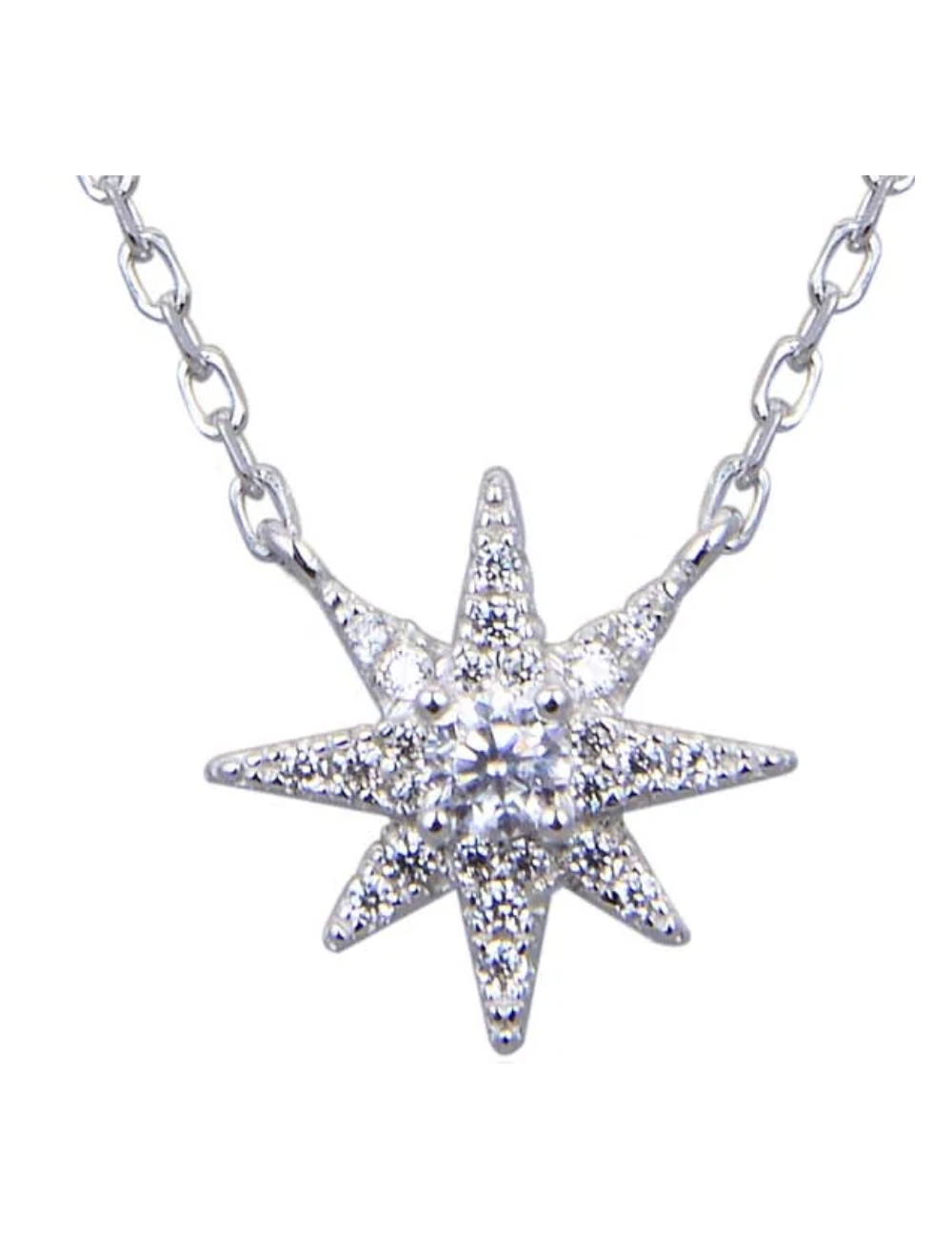 Collier Flocon serti de Brillants Ronds - Argent 925, Or fin