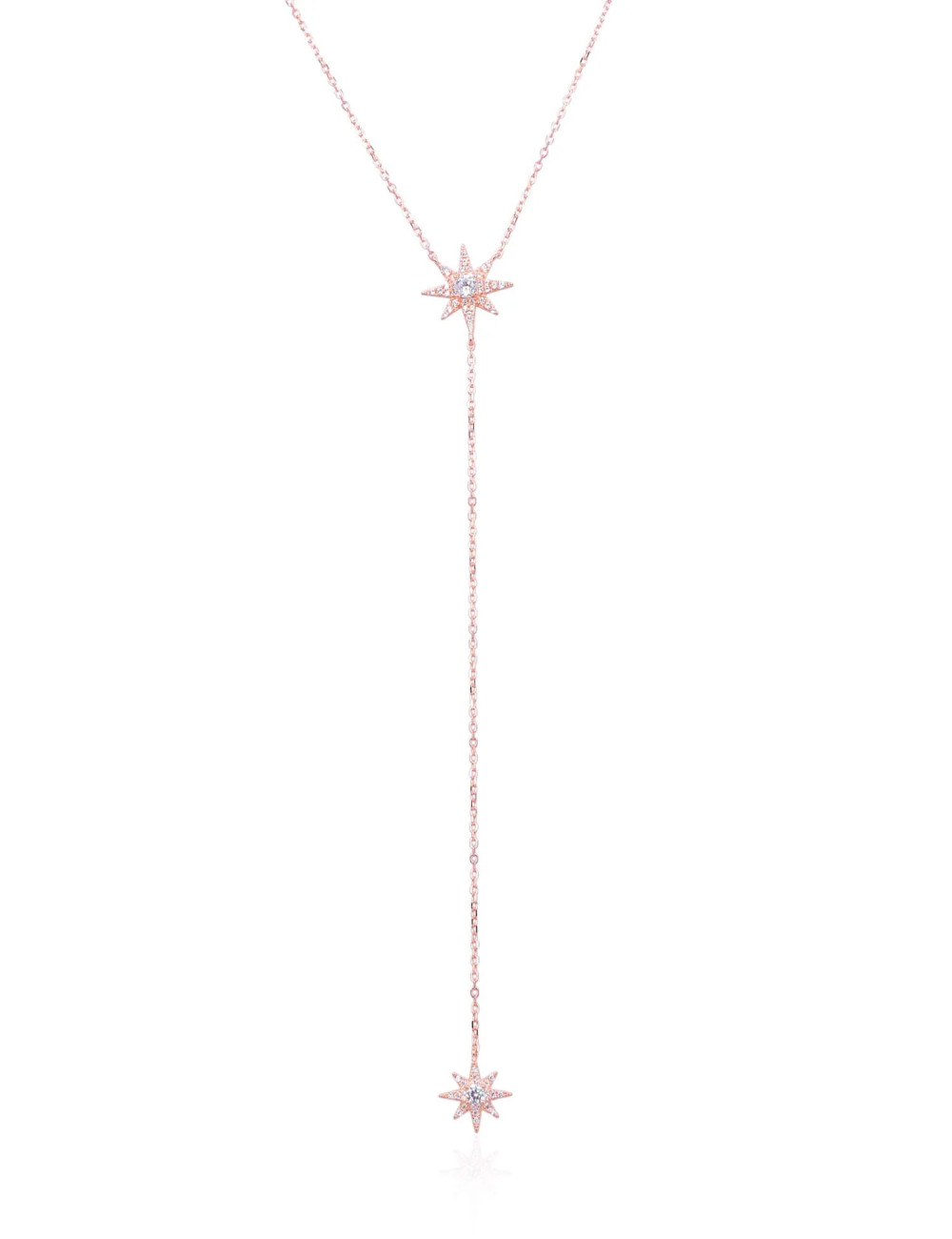 Collier Cravate 2 Flocons Brillants - Or Fin et Argent Massif