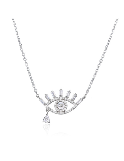 Collier Oeil Nacre + Larme  orné d'une Couronne de Brillants Princesse