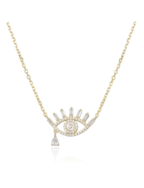 Collier Oeil Nacre + Larme  orné d'une Couronne de Brillants Princesse