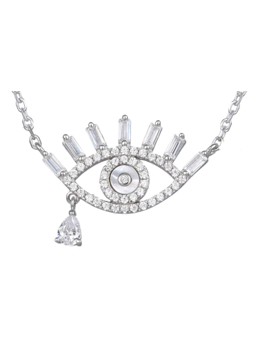 Collier Oeil Nacre + Larme  orné d'une Couronne de Brillants Princesse