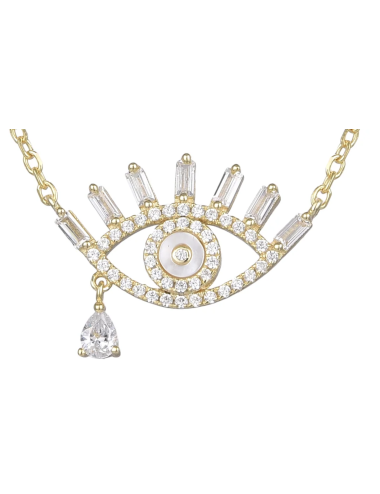 Collier Oeil Nacre + Larme  orné d'une Couronne de Brillants Princesse