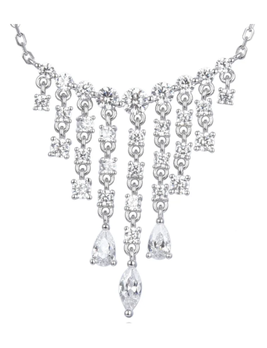 Collier Cascade, Chute de Brillants de Pierre Forme Poire et Marquise