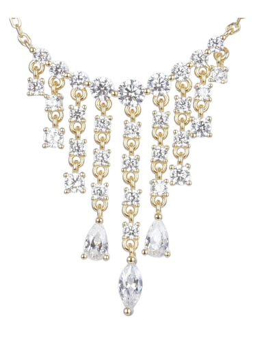 Collier Cascade, Chute de Brillants de Pierre Forme Poire et Marquise