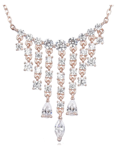 Collier Cascade, Chute de Brillants de Pierre Forme Poire et Marquise