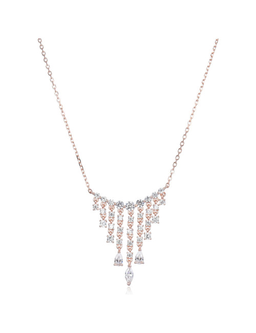 Collier Cascade, Chute de Brillants de Pierre Forme Poire et Marquise