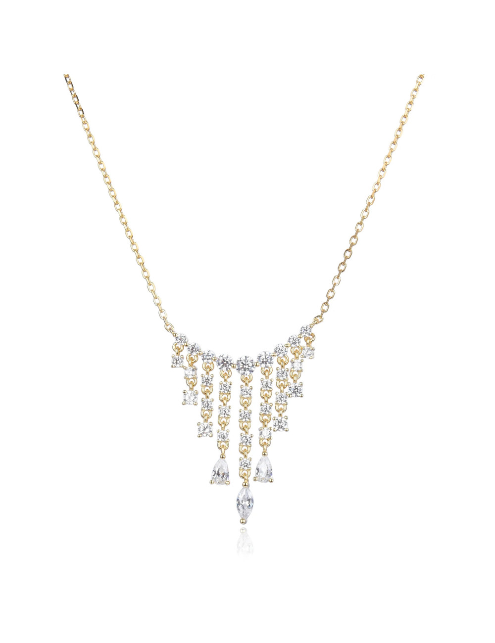 Collier Cascade, Chute de Brillants de Pierre Forme Poire et Marquise