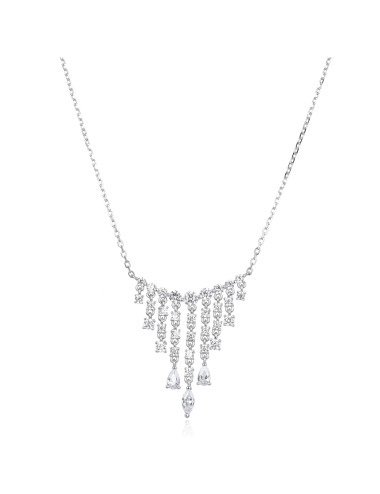 Collier Cascade, Chute de Brillants de Pierre Forme Poire et Marquise