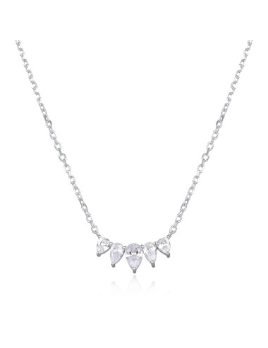 Collier Arc de Brillants Forme Mini Poire  - Argent Massif, Or Fin