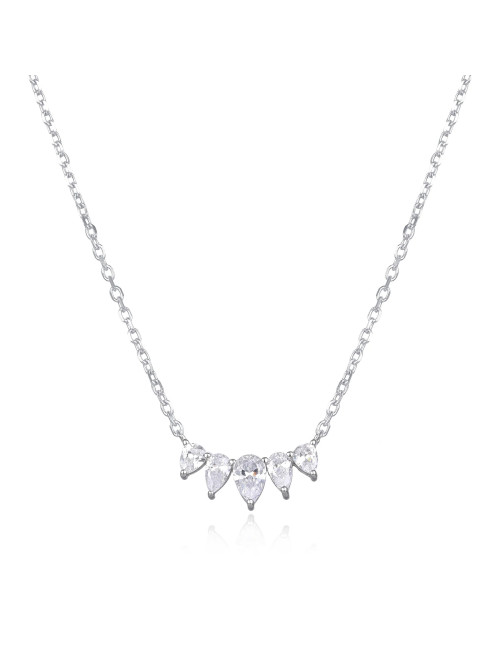 Collier Arc de Brillants Forme Mini Poire  - Argent Massif, Or Fin