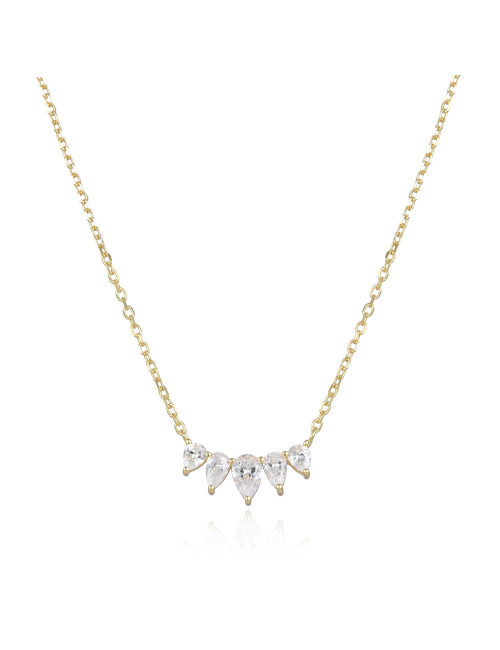 Collier Arc de Brillants Forme Mini Poire  - Argent Massif, Or Fin