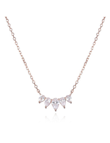 Collier Arc de Brillants Forme Mini Poire  - Argent Massif, Or Fin