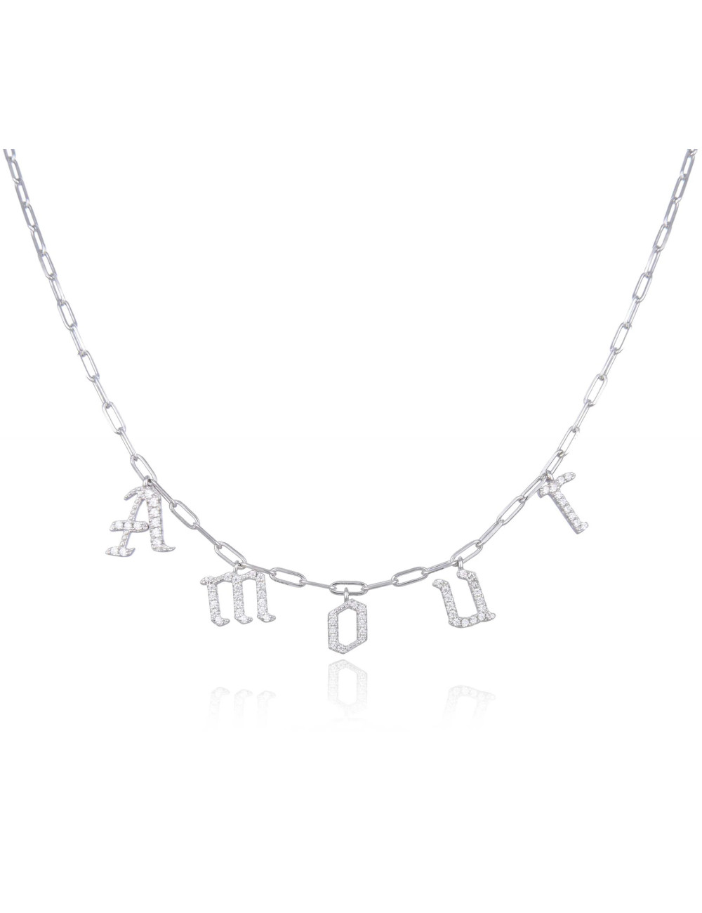 Collier Message AMOUR Brillants pour Offrir- Argent 925, Or Fin