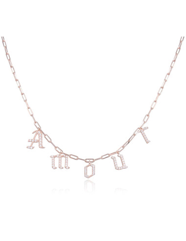 Collier Message AMOUR Brillants pour Offrir- Argent 925, Or Fin