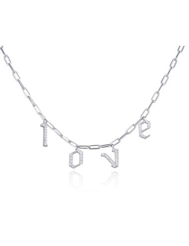 Collier Message LOVE Brillants pour Offrir- Argent 925, Or Fin