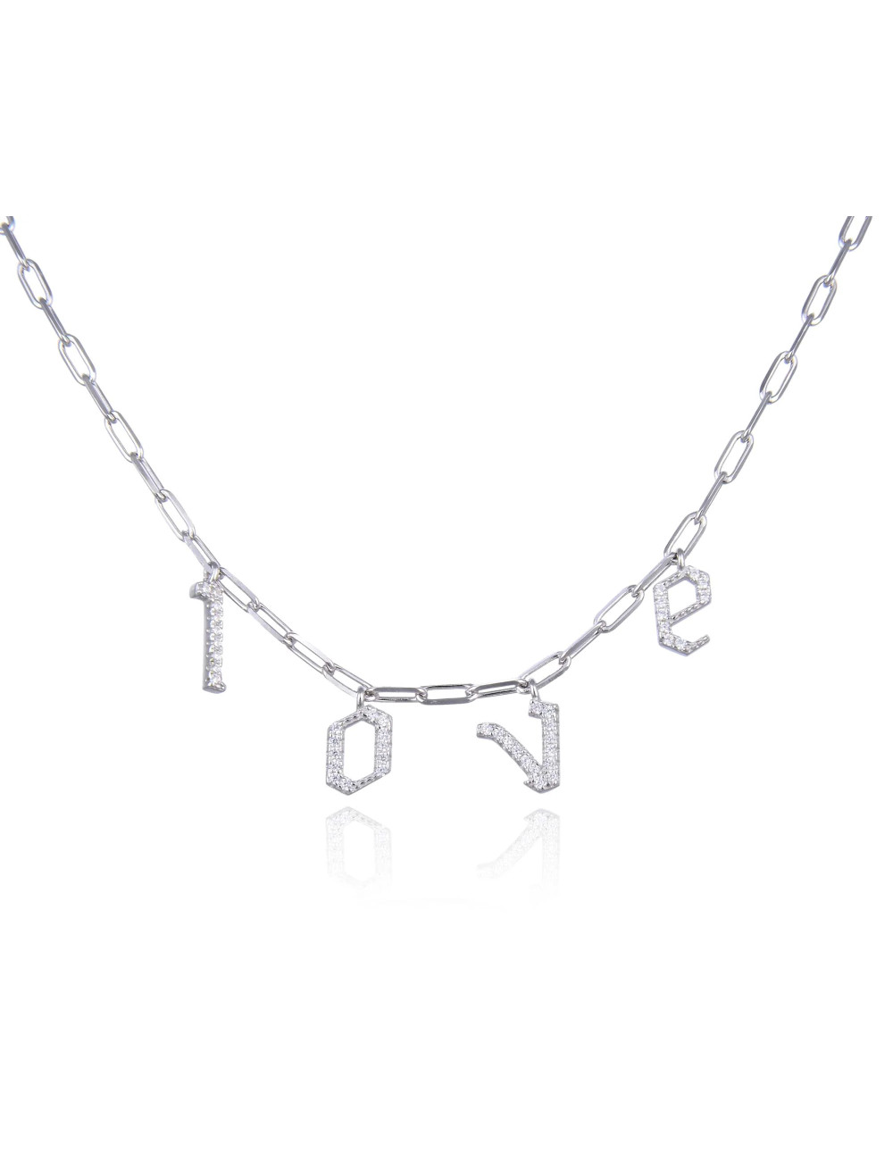 Collier Message LOVE Brillants pour Offrir- Argent 925, Or Fin