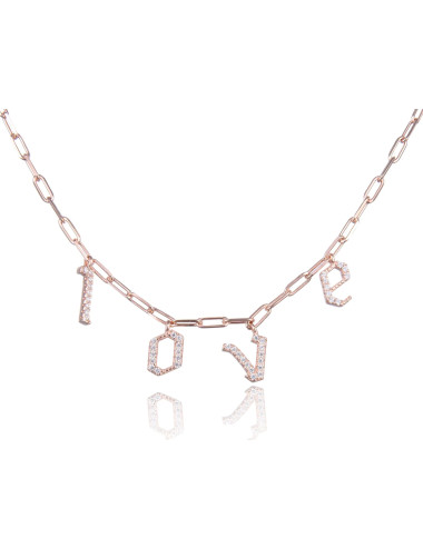 Collier Message LOVE Brillants pour Offrir- Argent 925, Or Fin